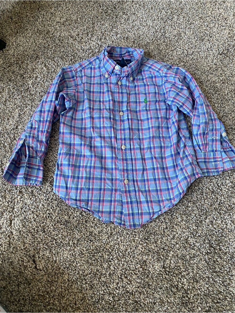 Polo by Ralph Lauren Boys Blue Plaid Button-Down Shirt - Size 2T
